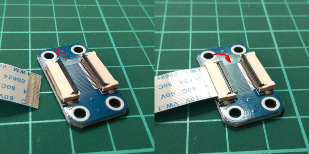 Locking flexible flat e-paper cable into the connector